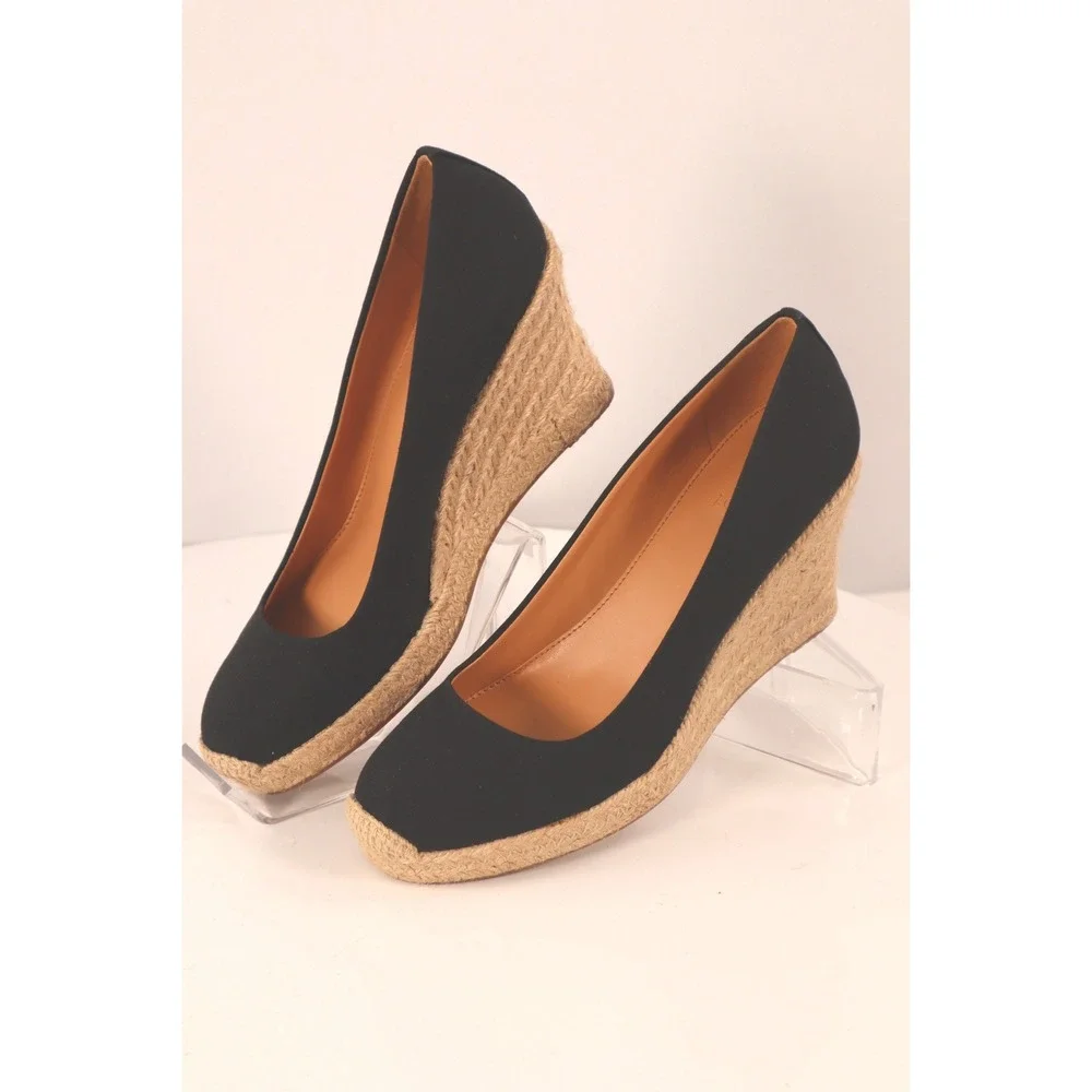 J‎ Crew Women's Canvas espadrille Wedge Black- Size 7.5